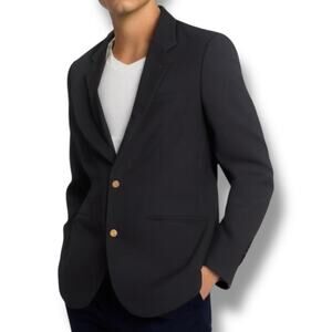 L.L Bean Size 40R Navy Blue Sport Coat Blazer Jacket Classic Solid Preppy Office